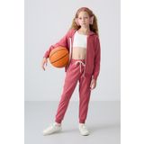 TOMMY LIFE Yaban Gülü Pamuklu İçi Tüylü Yumuşak Dokulu Standart Fit Nakışlı Kız Çocuk Eşofman Takım - 75148