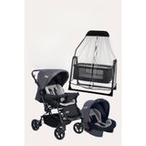 Tommybaby Luna 4 Adet Beşik Antrasit Bebek Arabası Puset Yağmurluğu