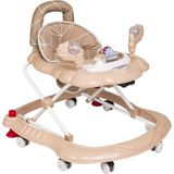 TommyBaby Müzikli ve Oyuncaklı Bebek Yürüteci – Ekstra Dolgulu Şilte, Ayarlanabilir Yükseklik, Sağlam Tekerlek ve Katlanabilir Ergonomik Tasarım - Kahverengi