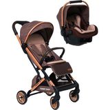 Tommybaby Quantum Kabin Travel Bebek Arabası Kabin Boy Bebek Arabası Pedli Katlanabilir Yağmurluk Hediye - Kahve