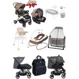 Tommybaby Seyahat Sistem Bebek Arabası Katlanabilir 25 kg Taşıma Kapasitesi ile 12 Parça Set - Kahverengi