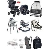 Tommybaby Travel Sistem Bebek Arabası 14 Parça Çeyiz Seti Katlanabilir 0-25 kg Taşıma Kapasitesi - Antrasit