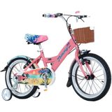 Tommybike 16 Jant Çocuk Bisikleti Vitesiz Pudra Pembe Renkli Erkek Çocuk İçin Hawaii Hasır Sepetli