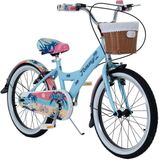Tommybike 20 Jant Bisiklet Hawaii Hasır Sepetli, Deri Elcikli Çocuk Bisikleti, 6-9 Yaş Çocuk Bisikleti - Bebe Mavisi