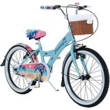 Tommybike 20 Jant Bisiklet Hawaii Hasır Sepetli, Deri Elcikli Çocuk Bisikleti, 6-9 Yaş Çocuk Bisikleti - Su Yeşili