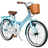 Tommybike 20 Jant Çocuk Bisikleti, Deri Elcikli, Hasır Sepetli, Erkek Çocuk İçin Vitesiz - Mavi