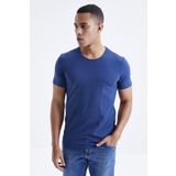 Tommylife 87911 İndigo Erkek Basic Kısa Kol Standart Kalıp O Yaka T-Shirt