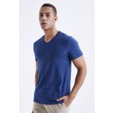 Tommylife 87912 İndigo Basic Kısa Kol Standart Kalıp V Yaka Erkek T-Shirt