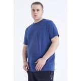 Tommylife 88072 İndigo Basic Kısa Kol O Yaka Büyük Beden Erkek T-Shirt