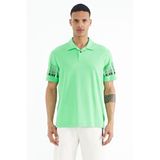 Tommylife 88240 Su Yeşili Kol Baskı Detaylı Polo Yaka Standart Form Erkek T-Shirt