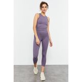 Tommylife 95284 Petrol Yüksek Bel Kapri-Crop Atlet Slim Fit Kadın Tayt Takım