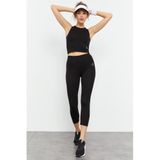 Tommylife 95284 Siyah Yüksek Bel Kapri-Crop Atlet Slim Fit Kadın Tayt Takım