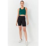 Tommylife 97162 Su Yeşili Basic Sıfır Kol Dar Kalıp U Yaka Kadın Crop Top Atlet