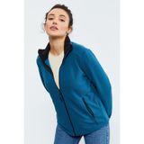 Tommylife 97173 Zümrüt Dik Yaka Fermuarlı Rahat Form Kadın Polar Sweatshirt