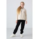 Tommylife Bej Kalın Yumuşak Dokulu Standart Fit Nakışlı Polar Kız Çocuk Sweatshirt - 75154