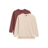 TOMMYLIFE Rahat Form O Yaka 2li Paket Siyah-Koyu Gri Kadın Tunik Sweatshirt - 97305