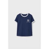 TOMMYLIFE Siyah Omuz Biye Detaylı Baskılı Kız Çocuk T-Shirt - 75181