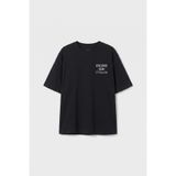 TOMMYLIFE Siyah Oversize Kısa Kollu Baskılı Kız Çocuk T-Shirt - 75175
