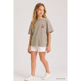 TOMMYLIFE Siyah Oversize Kısa Kollu Baskılı Kız Çocuk T-Shirt - 75176