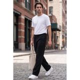 Tommylife Siyah Yüzeyi Dokulu Standart Fit Palazzo Erkek Pantolon - 82171 Siyah