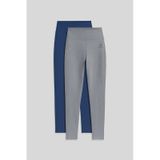 Tommylife Slim Fit 2li Paket İndigo-gri Melanj Kadın Kapri Tayt - 94011 İndigo-grı Mlnj