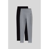 Tommylife Slim Fit 2li Paket Siyah-gri Melanj Kadın Kapri Tayt - 94011 Siyah-grı Mlnj