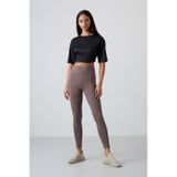 Tommylife Tommy Life Kahverengi Yüksek Bel Toparlayıcı Slim Fit Dar Paça Kadın Tayt - 94011 Kahverengi