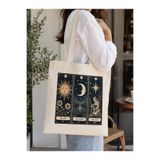 Tomris Hatun Tarot Kart Temalı Süblimasyon Baskı Ham Bez Çanta, Omuz Çantası, Alışveriş Çantası