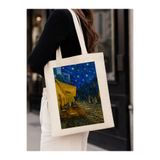 Tomris Hatun Van Gogh Serisi Baskılı Ham Bez Çanta, Omuz Çantası, Alışveriş Bez Çanta, Süblimasyon Baskılı Bez Çanta