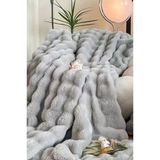 Tomris Tavşan Tüyü Çift Kişilik Yatak Örtüsü 220X240 Cm Gri