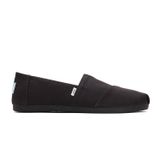 TOMS Erkek Alpargata Geçmeli Loafer Çevre Dostu Geri Dönüşümlü Pamuklu Tuval, Elastik Geçiş, Kauçuk Taban, Siyah Üzerine Siyah, 9