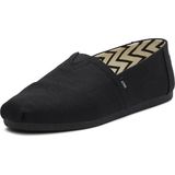 TOMS Erkekler Alpargata Slip-On Loafer Çevre Dostu Geri Dönüşümlü Pamuk Tuval, Elastik Gore, Kauçuk Taban, Siyah/Siyah, 41 EU