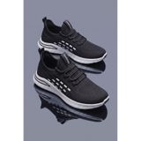 Tomsking Erkek Triko Siyah Beyaz Günlük Rahat Hafif Esnek Yürüyüş Sneaker Spor Ayakkabı