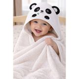 Tomuycuk %100 Pamuklu & Başlıklı Bebek Banyo Havlusu - Panda Nakışlı & Havlu- Yumuşak & Su Emici