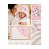 Tomuycuk %100 Pamuklu Başlıklı & Nakışlı Kız Bebek Banyo Havlusu- Yumuşak & Su Emici Bebek Havlusu- Hediyelik