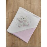 Tomuycuk %100 Pamuklu & Mevsimlik Bebek Battaniyesi - Ayıcık Nakışlı Bebek Örtüsü 80X90 cm - Pembe - 0 - 2 Yaş