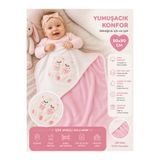 Tomuycuk %100 Pamuklu & Mevsimlik Kız Bebek Battaniyesi - Pembe & Ayıcık Nakışlı Bebek Örtüsü 80x90 Cm