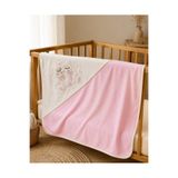 Tomuycuk %100 Pamuklu & Mevsimlik Kız Bebek Battaniyesi - Pembe & Ayıcık Nakışlı Bebek Örtüsü 80x90 Cm