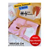 Tomuycuk 4 Kat Müslin Pembe Bebek Battaniyesi Doğal Organik Uyku Battaniye Mevsimlik Havlu 100x120cm