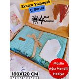 Tomuycuk 4 Kat Müslin Saçaklı Bebek Battaniyesi 100X120 Cm- %100 Pamuklu & Çok Amaçlı Battaniye - Mint - 0 - 2 Yaş