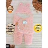 Tomuycuk Bebek Dış Kundak Battaniyesi Pelüş Ayaklı Welsoft Uyku Tulumu Kışlık Mont Yenidoğan 0-12 Ay - 0 - 1 Yaş - Pembe