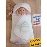 Tomuycuk Çizgi Efektli Princess Kız Bebek Klasik Kundak Ekru-Pembe - 0 - 1 Yaş - Ekru - Pembe