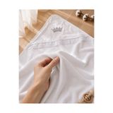 Tomuycuk Ekru %100 Pamuklu Başılkı Bebek Battaniyesi Nakışlı Kız / Erkek Puset Örtüsü Hediyelik Yenidoğan 85x85cm