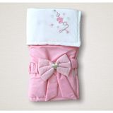 Tomuycuk Gabardin Lüks Kız Bebek Beş Amaçlı Kundak Pembe - 0 - 1 Yaş