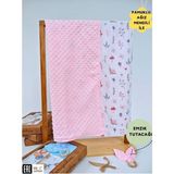 Tomuycuk Nohut Desenli Pamuklu Çift Katlı Bebek Battaniyesi – 85X85 cm Kız/erkek Kundak & Mevsimlik Örtü - Pembe - 0 - 2 Yaş