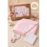 Tomuycuk Pembe Nohut Çift Katlı Bebek Battaniyesi Desenli %100 Pamuklu – 85x85 cm Kız Kundak & Mevsimlik Örtü