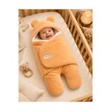Tomuycuk S.Kahve İçi Elyaflı Kulaklı Kız Erkek Bebek Kundağı Peluş Welsoft Kumaş Yenidoğan Hastane Çıkışı Uyku Tulumu