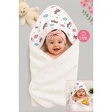 Tomuycuk Unicorn Desenli %100 Pamuklu Başlıklı Kız Bebek Banyo Havlusu Yumuşak & Su Emici Havlu