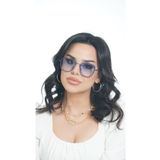 TomyHelf Kadın Güneş Gözlüğü Kare Dikdörtgen Mavi Çerçeve Mavi Cam