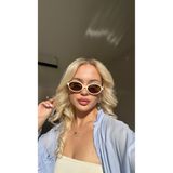 TomyHelf Kahverengi Cam Krem Renk Çerçeve Vintage Güneş Gözlüğü
